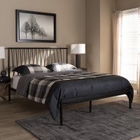 Baxton Studio TS-Irvine-Black-Queen Bed Baxton Studio Sabine Modern And Contemporary Antique Bronze Metal Queen Size Platform Bed